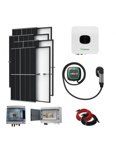 Kit solaire 3400W recharge voiture électrique - Avec chargeur 7kW -  Monophasé - Solu'Sun
