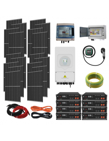 Kit solaire 7560W recharge voiture électrique - Stockage 28.4kWh - Avec chargeur  7kW - Monophasé - Solu'Sun