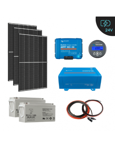 Kit solaire 2400Wc hybride autonome 48v-230v - stockage 9600wh