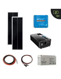Kit Solaire autonome 12 V - 200W - 100Ah GEL décharge lente - Avec convertisseur 12V/220V -    | SoluSun