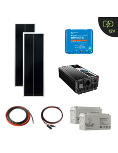 Kit Solaire autonome 12 V - 200W - 200Ah GEL décharge lente - Avec convertisseur 12V/220V -    | SoluSun