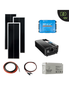 Kit Solaire autonome 12 V - 300W - 200Ah GEL décharge lente - Avec convertisseur 12V/220V -    | SoluSun