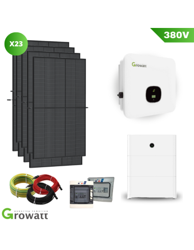 Kit solaire autoconsommation avec stockage triphasé Growatt 5kW AC - 9775Wc - 10kWh -  Growatt  | SoluSun