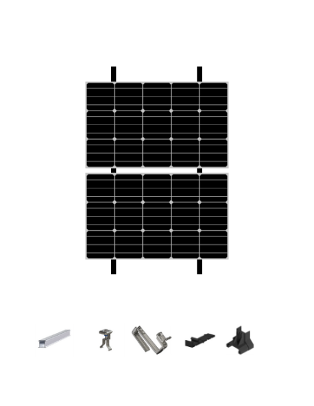 Kit de Fixation 2 panneaux solaires pour toit en tuile sur 2 lignes | Orientation : Paysage -  ESDEC  | SoluSun