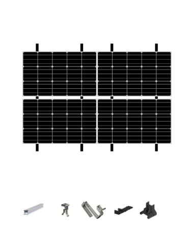 Kit de Fixation 4 panneaux solaires pour toit en tuile sur 2 lignes | Orientation : Paysage -  ESDEC  | SoluSun