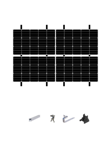 Kit de Fixation 4 panneaux solaires sur 2 lignes pour toit en ardoises | Orientation : Paysage -  ESDEC  | SoluSun