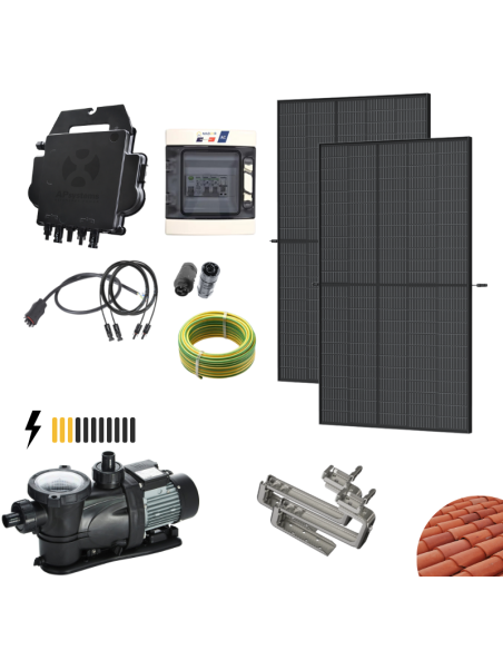 Kit solaire d'autoconsommation complet 900W pour pompe de piscine 900W - Option Plug & Play ou Avec coffret AC 3.68kW -    | Sol