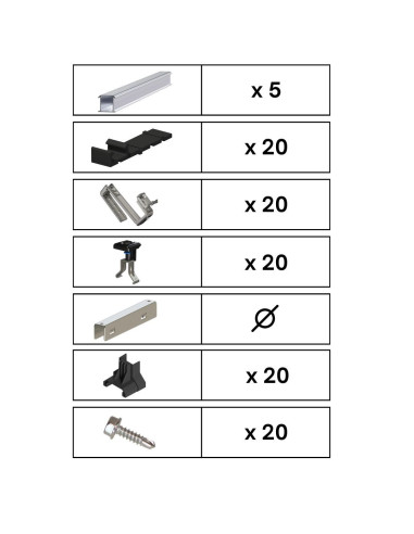 Kit de Fixation 5 panneaux solaires pour toit en tuile | Orientation : Paysage -  ESDEC  | SoluSun