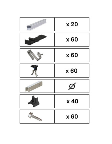 Kit de Fixation 20 panneaux solaires pour toit en tuile sur 2 lignes | Orientation : Paysage -  ESDEC  | SoluSun