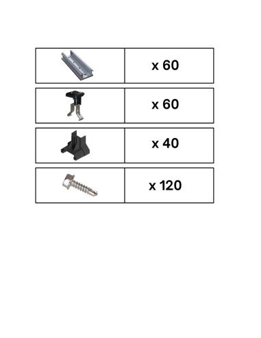 Kit de Fixation 20 panneaux solaires pour toit en bac acier sur 2 lignes | Orientation : Paysage -  ESDEC  | SoluSun