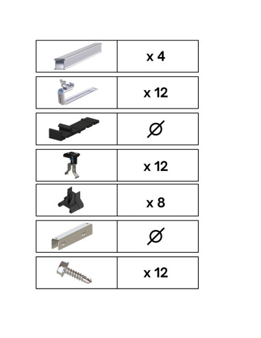 Kit de Fixation 4 panneaux solaires sur 2 lignes pour toit en ardoises | Orientation : Portrait -  ESDEC  | SoluSun
