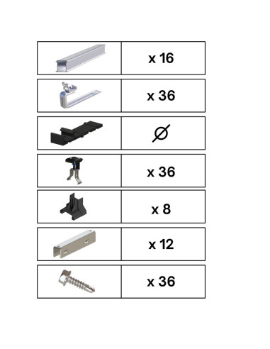 Kit de Fixation 16 panneaux solaires sur 2 lignes pour toit en ardoises | Orientation : Portrait -  ESDEC  | SoluSun