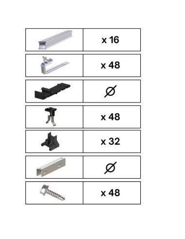 Kit de Fixation 16 panneaux solaires sur 2 lignes pour toit en ardoises | Orientation : Paysage -  ESDEC  | SoluSun