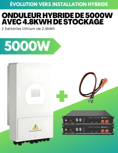 Kit d'évolution installation solaire réseau vers installation solaire hybride 5000W avec stockage lithium 4.8 kWh -  Solu'Sun  |
