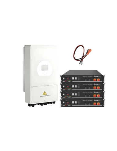Kit d'évolution installation solaire réseau vers installation solaire hybride 5000W avec stockage lithium 9.6 kWh -  Solu'Sun  |