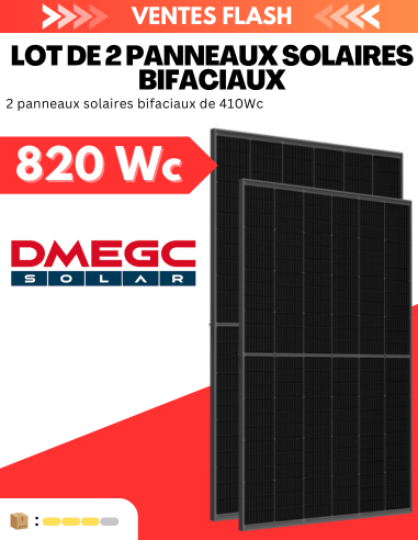 Lot de 2 Panneaux solaires bifaciaux...