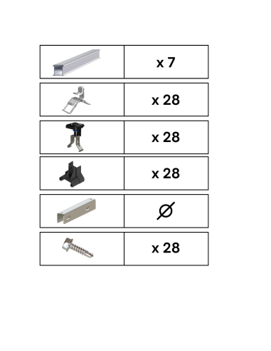 Kit de Fixation 7 panneaux solaires pour toit en tôle ondulée | Orientation : Paysage -  ESDEC  | SoluSun