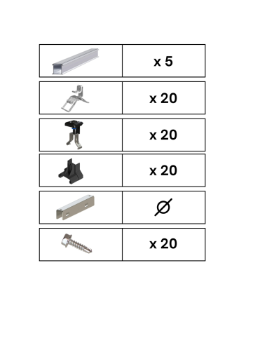Kit de Fixation 5 panneaux solaires pour toit en tôle ondulée | Orientation : Paysage -  ESDEC  | SoluSun