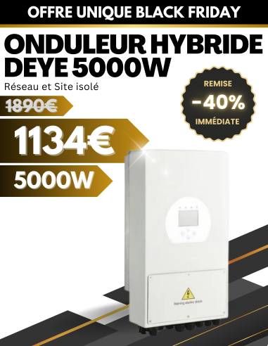 Onduleur hybride Deye 5000W SUN-5K-SG03LP1-EU - 2 MPPT - Réseau et Site isolé