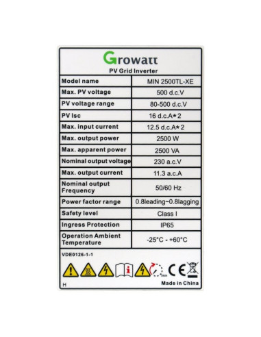 Onduleur Solaire Growatt MIN 2500TL-XH - 2500W - Double MPPT -  Growatt  | SoluSun