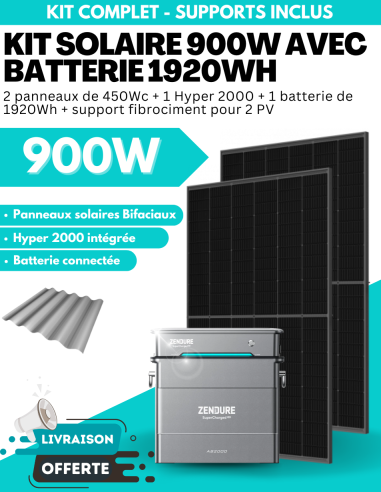 Kit Solaire Zendure 900W à 1000W prêt à brancher avec batterie évolutive jusqu'à 7680 Wh -  Zendure  | SoluSun