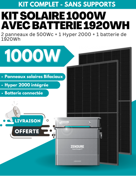 Kit Solaire Zendure 900W à 1000W prêt à brancher avec batterie évolutive jusqu'à 7680 Wh -  Zendure  | SoluSun