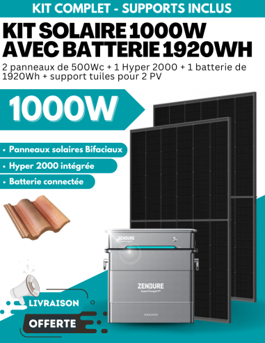 Kit Solaire Zendure 900W à 1000W prêt à brancher avec batterie évolutive jusqu'à 7680 Wh -  Zendure  | SoluSun