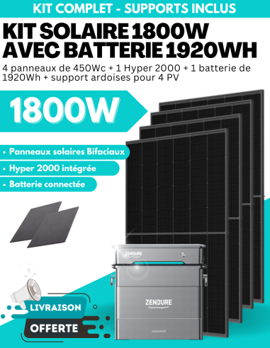 Kit Solaire Zendure 1800W à 2000W prêt à brancher avec batterie évolutive jusqu'à 7680 Wh -  Zendure  | SoluSun