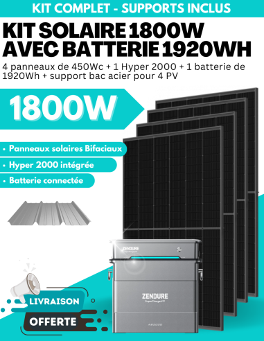 Kit Solaire Zendure 1800W à 2000W prêt à brancher avec batterie évolutive jusqu'à 7680 Wh -  Zendure  | SoluSun