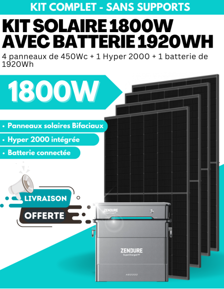 Kit Solaire Zendure 1800W à 2000W prêt à brancher avec batterie évolutive jusqu'à 7680 Wh -  Zendure  | SoluSun