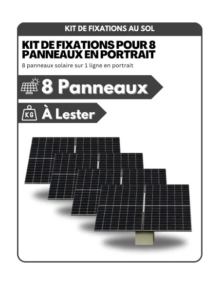 Kit de fixation au sol pour 8 panneaux solaires en portrait -    | SoluSun