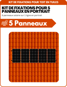 Kit de Fixation 5 panneaux solaires pour toit en tuile | Orientation : Portrait -  ESDEC  | SoluSun