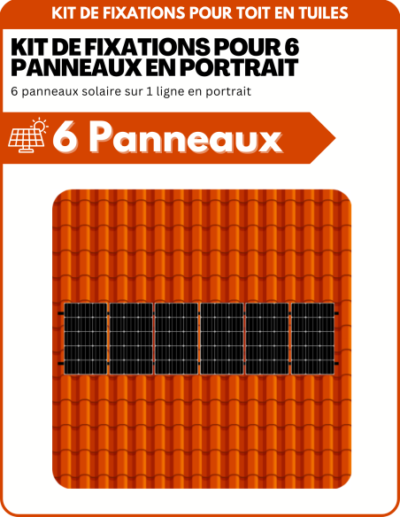 Kit de Fixation 6 panneaux solaires pour toit en tuile | Orientation : Portrait -  ESDEC  | SoluSun