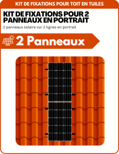 Kit de Fixation 2 panneaux solaires pour toit en tuile sur 2 lignes | Orientation : Portrait -  ESDEC  | SoluSun