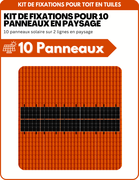 Kit de Fixation 10 panneaux solaires pour toit en tuile sur 2 lignes | Orientation : Paysage -  ESDEC  | SoluSun