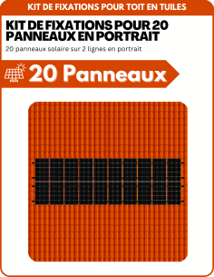 Kit de Fixation 20 panneaux solaires pour toit en tuile sur 2 lignes | Orientation : Portrait -  ESDEC  | SoluSun