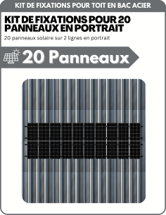 Kit de Fixation 20 panneaux solaires pour toit en bac acier sur 2 lignes | Orientation : Portrait -  ESDEC  | SoluSun