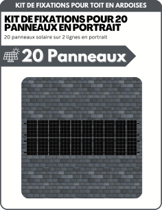 Kit de Fixation 20 panneaux solaires sur 2 lignes pour toit en ardoises | Orientation : Portrait -  ESDEC  | SoluSun