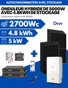 Kit solaire autoconsommation et site isolé avec batteries lithium - 2700W - 4,8kWh -  Solu'Sun  | SoluSun