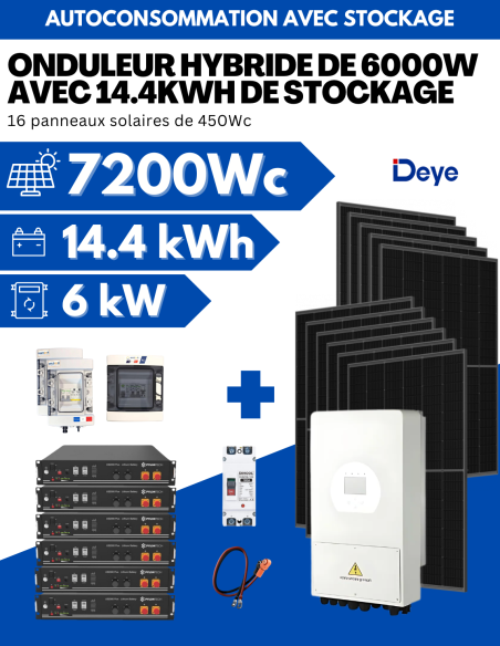 Kit solaire autoconsommation et site isolé avec batteries lithium - 7200W - 14,4kWh -  Solu'Sun  | SoluSun