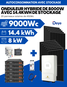 Kit solaire autoconsommation et site isolé avec batteries lithium - 9000W - 14,4kWh -  Solu'Sun  | SoluSun