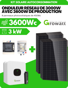 Kit Solaire Autoconsommation 3600W - GROWATT -  Growatt  | SoluSun