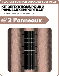 Kit de Fixation 2 panneaux solaire sur 2 lignes pour toit en plaques sous tuiles (PST) | Orientation : Portrait -  ESDEC  | Solu