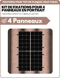 Kit de Fixation 4 panneaux solaire sur 2 lignes pour toit en plaques sous tuiles (PST) | Orientation : Portrait -  ESDEC  | Solu