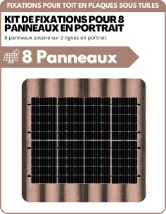 Kit de Fixation 8 panneaux solaire sur 2 lignes pour toit en plaques sous tuiles (PST) | Orientation : Portrait -  ESDEC  | Solu