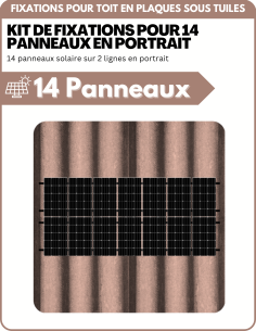 Kit de Fixation 14 panneaux solaire sur 2 lignes pour toit en plaques sous tuiles (PST) | Orientation : Portrait -  ESDEC  | Sol