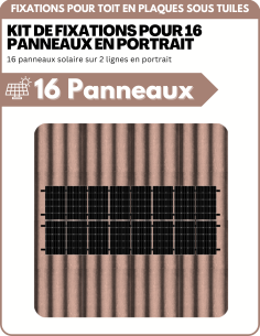 Kit de Fixation 16 panneaux solaire sur 2 lignes pour toit en plaques sous tuiles (PST) | Orientation : Portrait -  ESDEC  | Sol