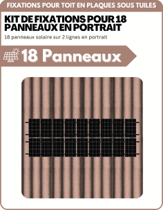 Kit de Fixation 18 panneaux solaire sur 2 lignes pour toit en plaques sous tuiles (PST) | Orientation : Portrait -  ESDEC  | Sol