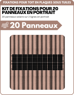 Kit de Fixation 20 panneaux solaire sur 2 lignes pour toit en plaques sous tuiles (PST) | Orientation : Portrait -  ESDEC  | Sol