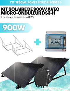 Kit solaire d'autoconsommation complet 900W pour pompe de piscine 900W - Option Plug & Play ou Avec coffret AC 3.68kW -    | Sol